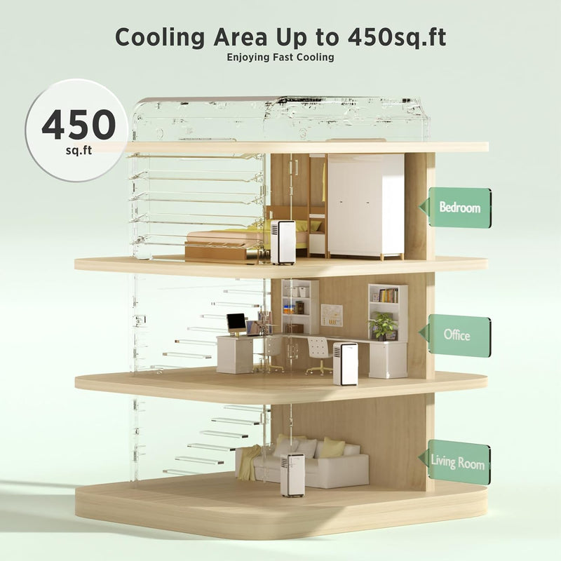 10,000 BTU Portable Air Conditioners Cool Room Up to 450 Sq.Ft, 4 Modes Portable AC with Remote/LED Display/24Hrs Timer