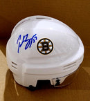 Patrice Bergeron Boston Bruins Autographed White Mini-Helmet by Dynasty Sports & Framing