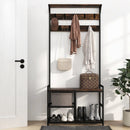 3-In-1 Industrial Coat Rack Stand with 9 Hooks Shoe Bench by LJGDeals