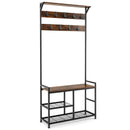 3-In-1 Industrial Coat Rack Stand with 9 Hooks Shoe Bench by LJGDeals
