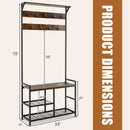 3-In-1 Industrial Coat Rack Stand with 9 Hooks Shoe Bench by LJGDeals