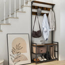 3-In-1 Industrial Coat Rack Stand with 9 Hooks Shoe Bench by LJGDeals