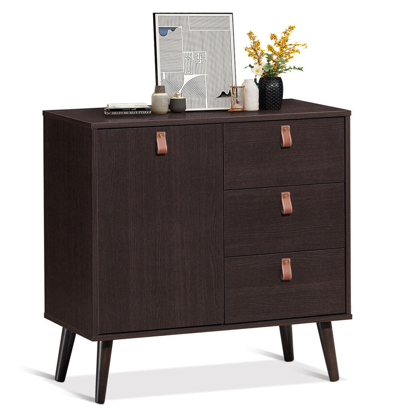 3-drawer Sideboard Storage Display Cabinet-Brown, photo 7 of 8