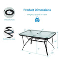 55 x 35 Inch Patio Dining Rectangle Tempered Glass Table with Umbrella Hole by LJGDeals
