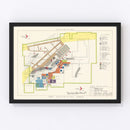 Vintage Map of Rapid City Air Force Base, 1952