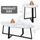 Set of 2 Modern Faux Marble Nesting Coffee Table Set with Oval and Round Table-White by LJGDeals