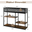 4-Tier Industrial Console Table with Wire Basket and shelf-Rustic Brown by DirectDeals