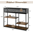 4-Tier Industrial Console Table with Wire Basket and shelf-Rustic Brown by LJGDeals
