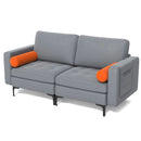 Modern Loveseat Sofa with 2 Bolsters and Side Storage Pocket-Gray by LJGDeals