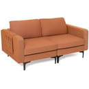 Modern Loveseat Sofa Couch with Side Storage Pocket and Sponged Padded Seat Cushions by LJGDeals