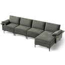 Extra Large L-shaped Sectional Sofa with Reversible Chaise and 2 USB Ports for 4-5 People by LJGDeals