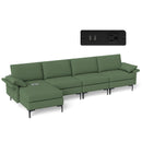 Extra Large L-shaped Sectional Sofa with Reversible Chaise and 2 USB Ports for 4-5 People by LJGDeals