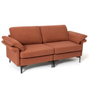 Modern Fabric Loveseat Sofa for with Metal Legs and Armrest Pillows by LJGDeals