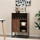 Wine Storage Cabinet Buffet Sideboard with Adjustable Shelf and Sliding Door-Brown by LJGDeals