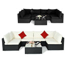 7 Pieces Sectional Wicker Furniture Sofa Set with Tempered Glass Top-Red by LJGDeals