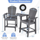 2 Pieces HDPE Tall Adirondack Chair with Middle Connecting Tray by LJGDeals