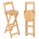 24 Inch Set of 2 Bamboo Folding Barstools with Footrests and Handles-Natural by LJGDeals