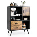 Industrial Buffet Sideboard Kitchen Cupboard with Cubbies Drawers-Rustic Brown by LJGDeals