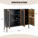 48 Inch Industrial Kitchen Buffet Sideboard with Metal Mesh Doors and Anti-toppling Device-Brown by LJGDeals