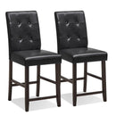Set of 2 Bar Stools with Rubber Wood Legs and Button-Tufted Back by LJGDeals