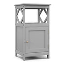 Bathroom Floor Cabinet Side Storage Organizer with Open Shelf and Single Door-Gray by LJGDeals