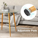Round Glass Dining Table Leisure Coffee Table with Metal Legs-Natural by LJGDeals