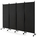 4-Panel Folding Room Divider 6 Feet Rolling Privacy Screen with Lockable Wheels by LJGDeals