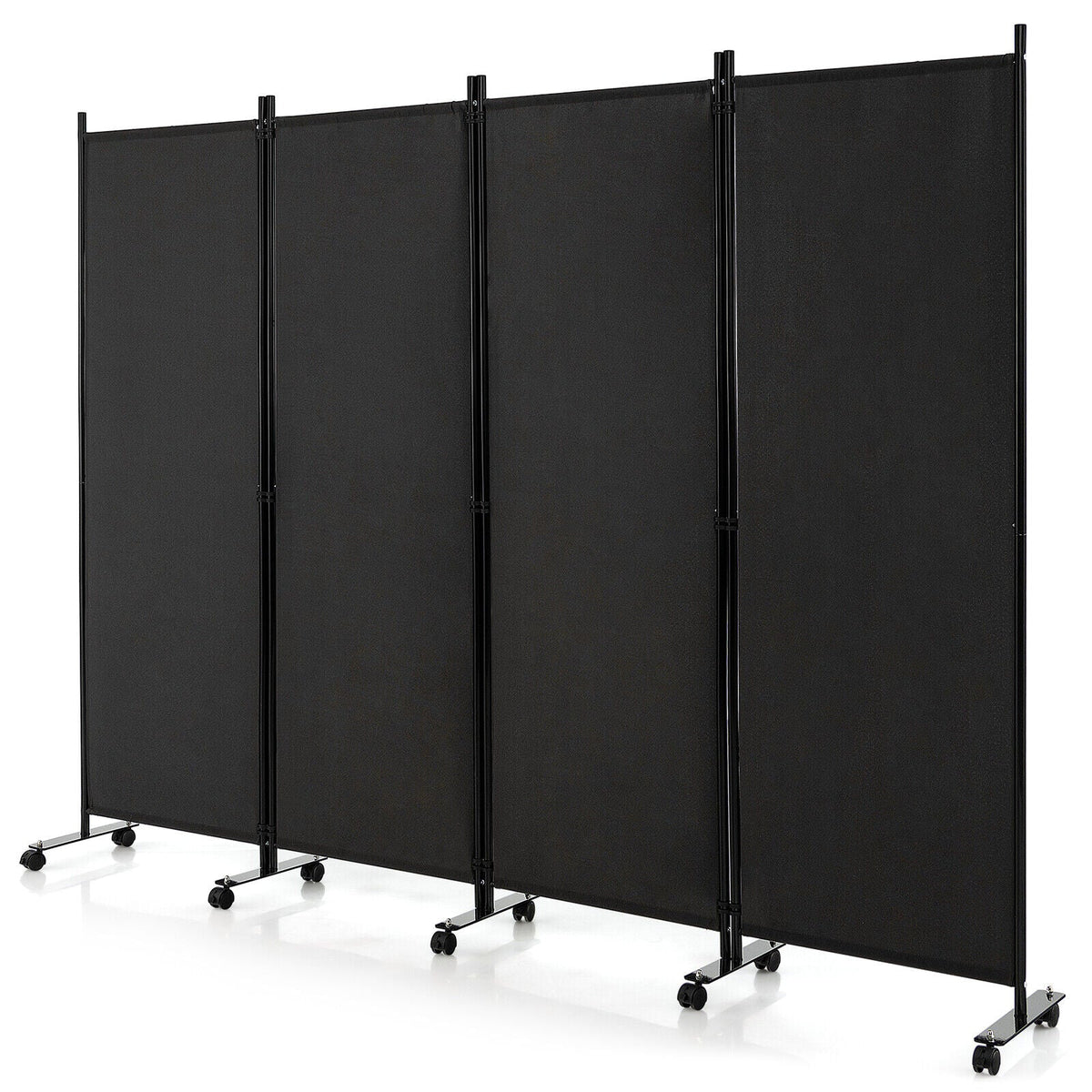4-Panel Folding Room Divider 6 Feet Rolling Privacy Screen with Lockable Wheels, photo 9 of 11
