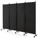 4-Panel Folding Room Divider 6 Feet Rolling Privacy Screen with Lockable Wheels-Gray by DirectDeals