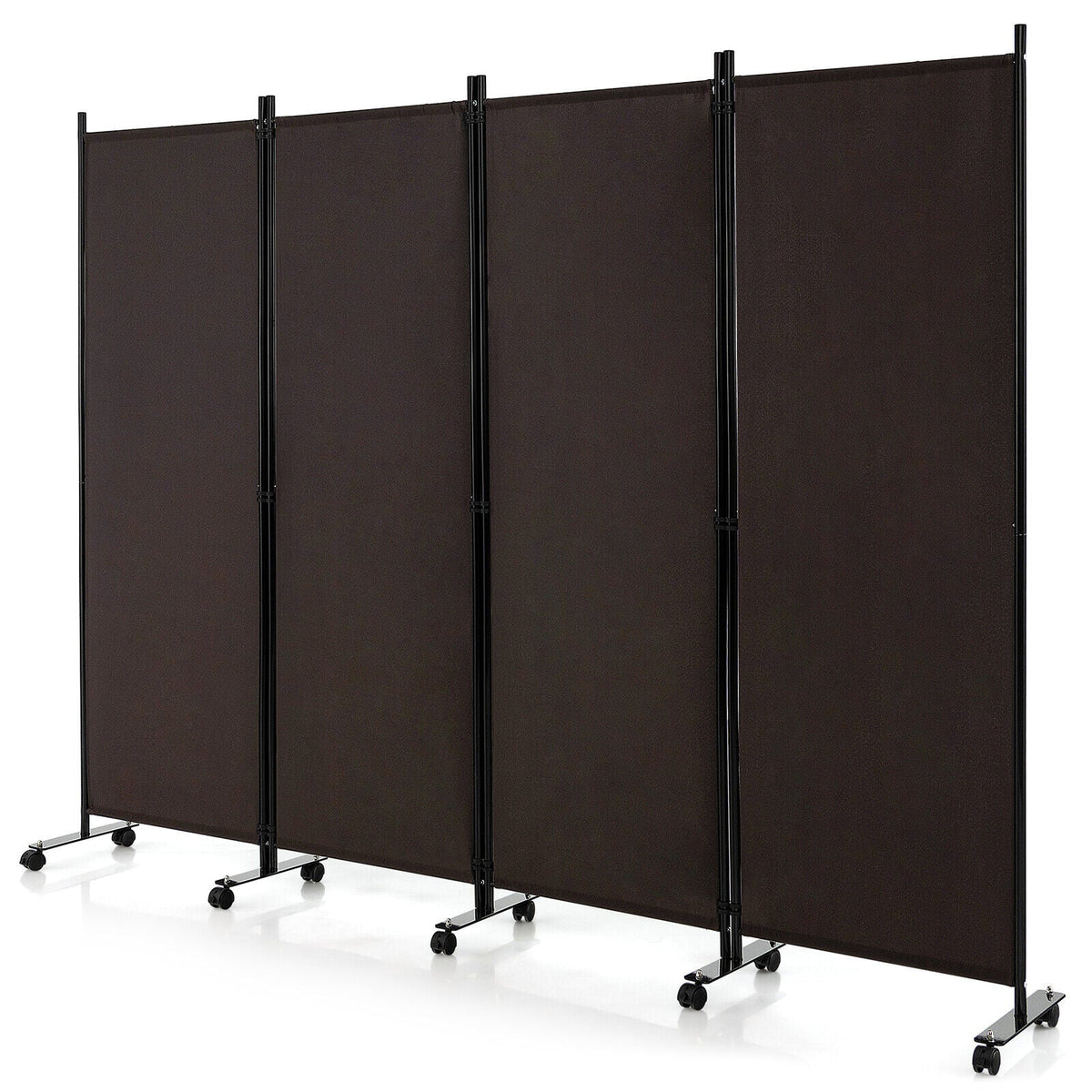 4-Panel Folding Room Divider 6 Feet Rolling Privacy Screen with Lockable Wheels, photo 10 of 11