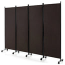 4-Panel Folding Room Divider 6 Feet Rolling Privacy Screen with Lockable Wheels-Gray by DirectDeals