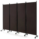 4-Panel Folding Room Divider 6 Feet Rolling Privacy Screen with Lockable Wheels by LJGDeals