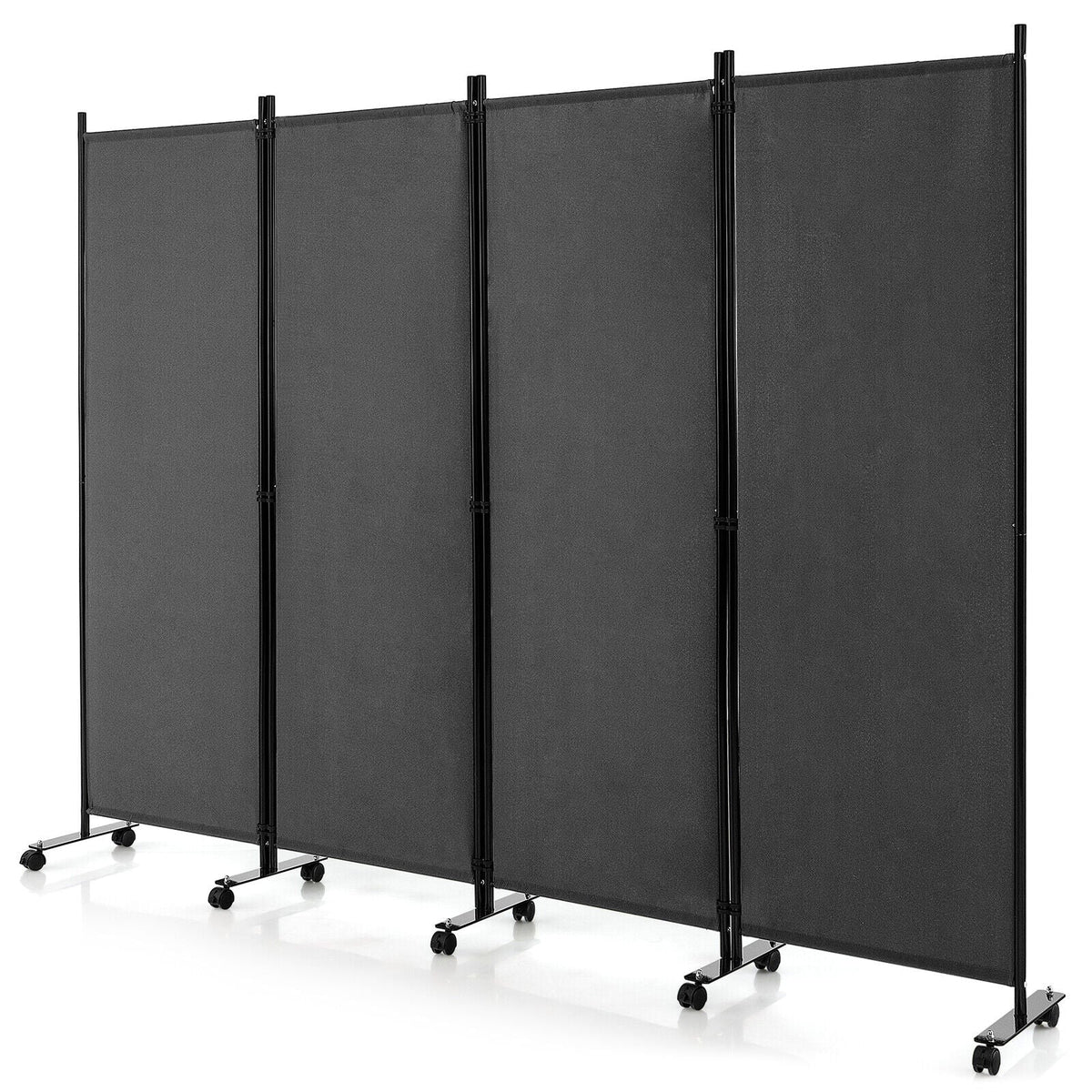 4-Panel Folding Room Divider 6 Feet Rolling Privacy Screen with Lockable Wheels, photo 3 of 11