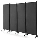 4-Panel Folding Room Divider 6 Feet Rolling Privacy Screen with Lockable Wheels by LJGDeals