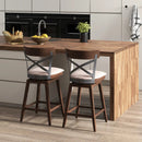 Set of 2 Wooden Swivel Bar Stools with Cushioned Seat and Open X Back by LJGDeals