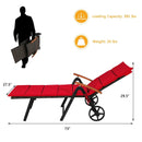 Folding Patio Rattan Lounge Chair with Wheels-Red by LJGDeals