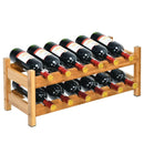 2-Tier 12 Bottles Bamboo Storage Shelf Wine Rack by LJGDeals