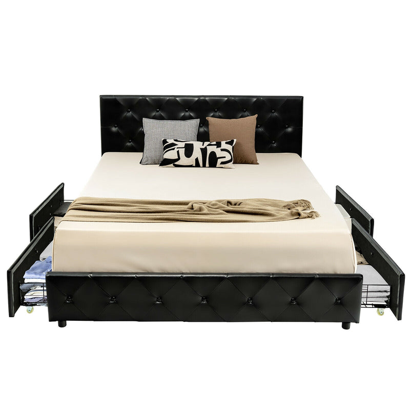 Full/Queen PU Leather Upholstered Platform Bed with 4 Drawers, photo 2 of 16