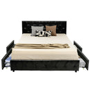 Full/Queen PU Leather Upholstered Platform Bed with 4 Drawers
