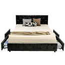 Full/Queen PU Leather Upholstered Platform Bed with 4 Drawers by LJGDeals