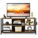 Mid-Century Wooden TV Stand with Storage Basket for TVs up to 65 Inch-Rustic Brown by LJGDeals