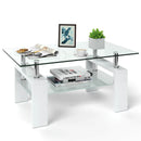 Rectangular Tempered Glass Coffee Table with Shelf by LJGDeals