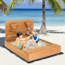 Kids Wooden Square Sandbox with Cover by LJGDeals