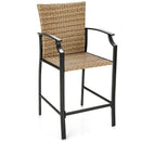 Patio Rattan Bar Stools Set of 4 with Soft Cushions by LJGDeals