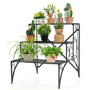 3-Tier Metal Plant Stand with Widened Grid Shelf for Porch Garden-Black by LJGDeals