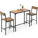 3 Pieces Bar Table Set with 2 Stools-Black by DirectDeals