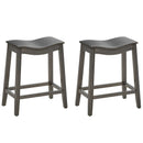 Set of 2 PU Leather Saddle Bar Stools with Rubber Wood Legs by LJGDeals