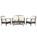 4 Pieces Outdoor Rattan Conversation Set with Protective Cover by LJGDeals