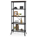 Industrial 5-Layer Bookshelf with Out-Stretched Legs-Rustic Brown by LJGDeals
