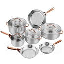 11 Pieces Stainless Steel Kitchen Cookware Set with Gold Stay-Cool Handles by LJGDeals